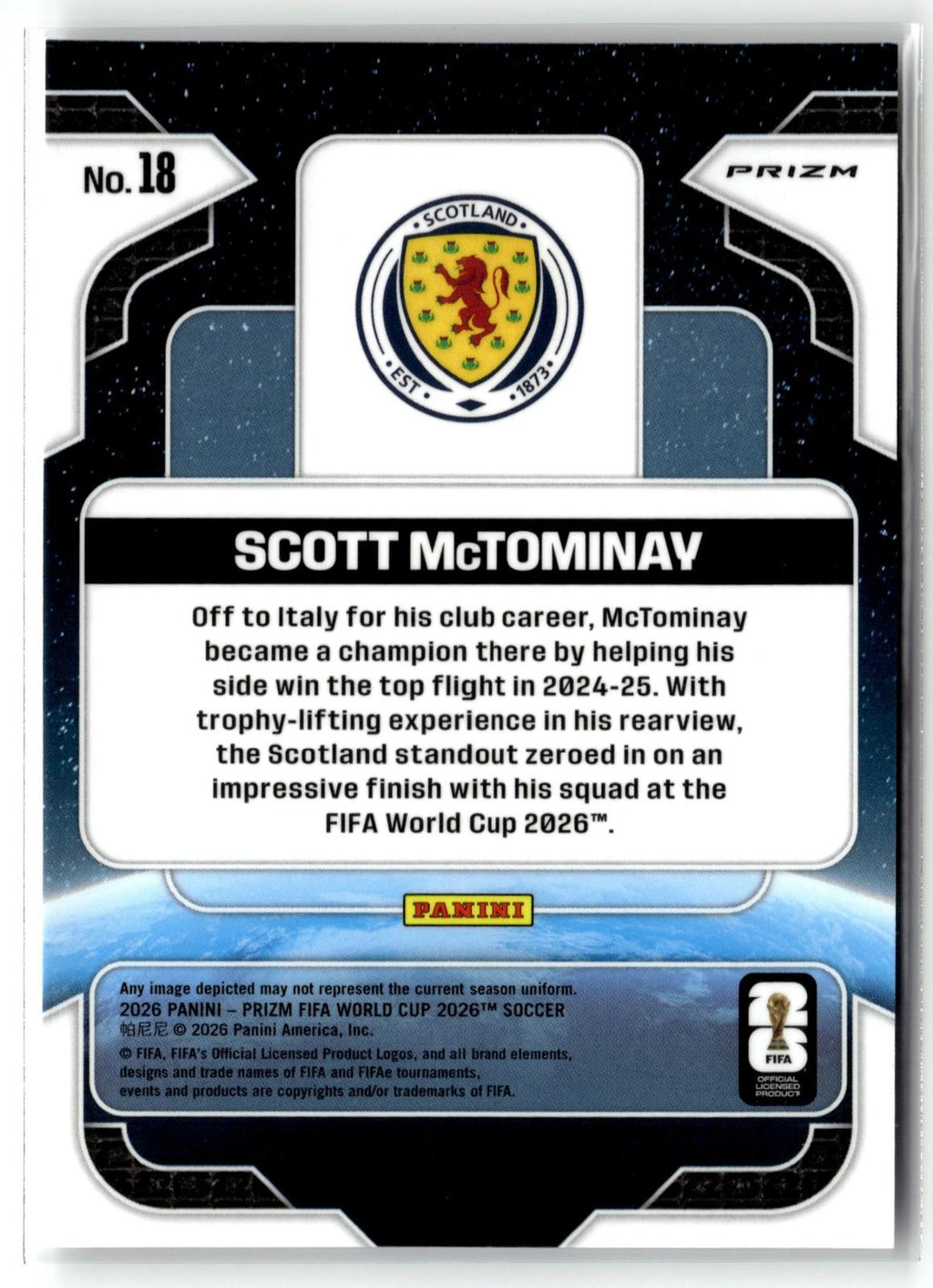 2026 Panini Prizm FIFA World Cup #18 Scott McTominay Global Reach Silver Prizm