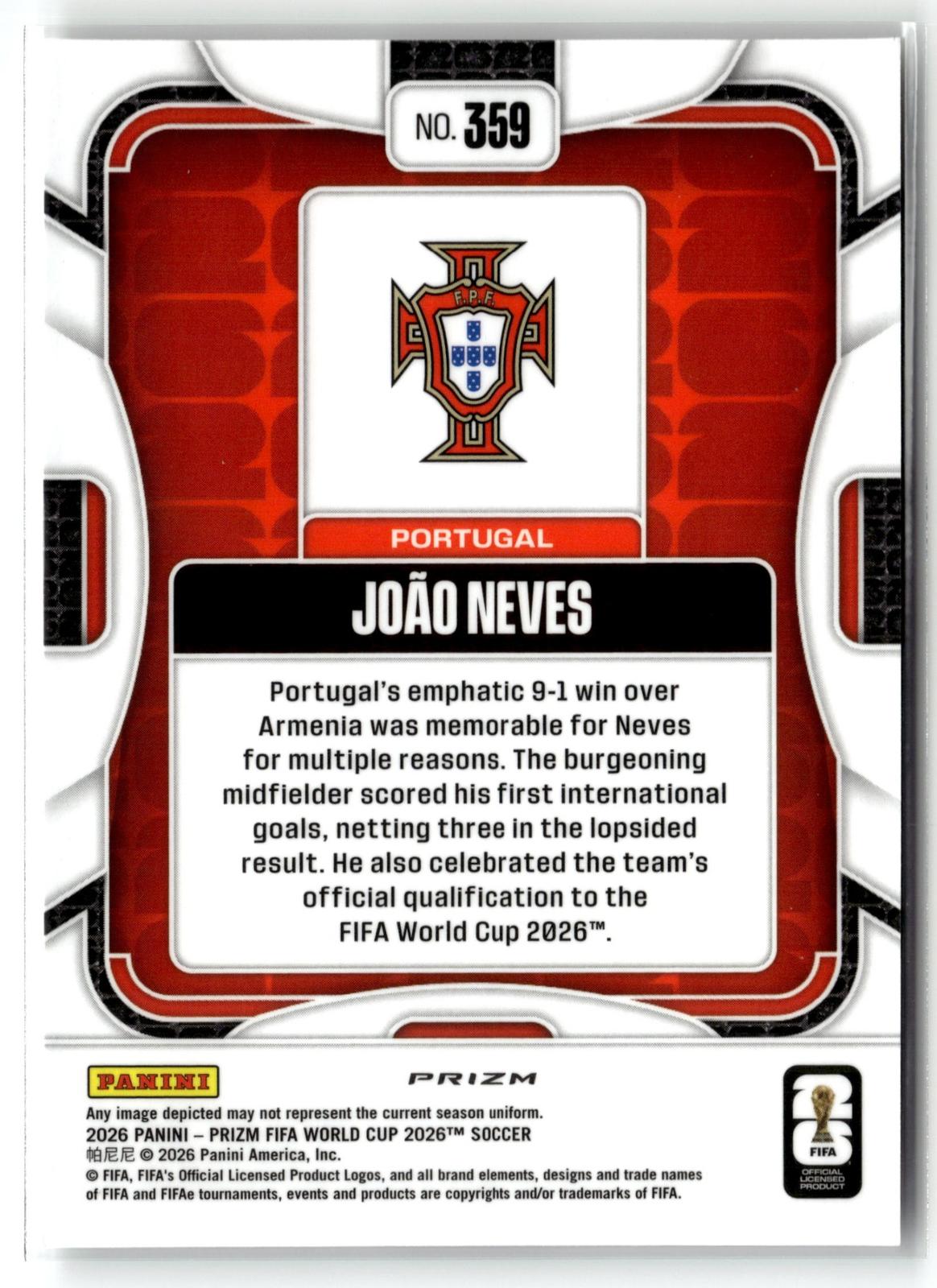 2026 Panini Prizm FIFA World Cup #359 Joao Neves Disco Prizm