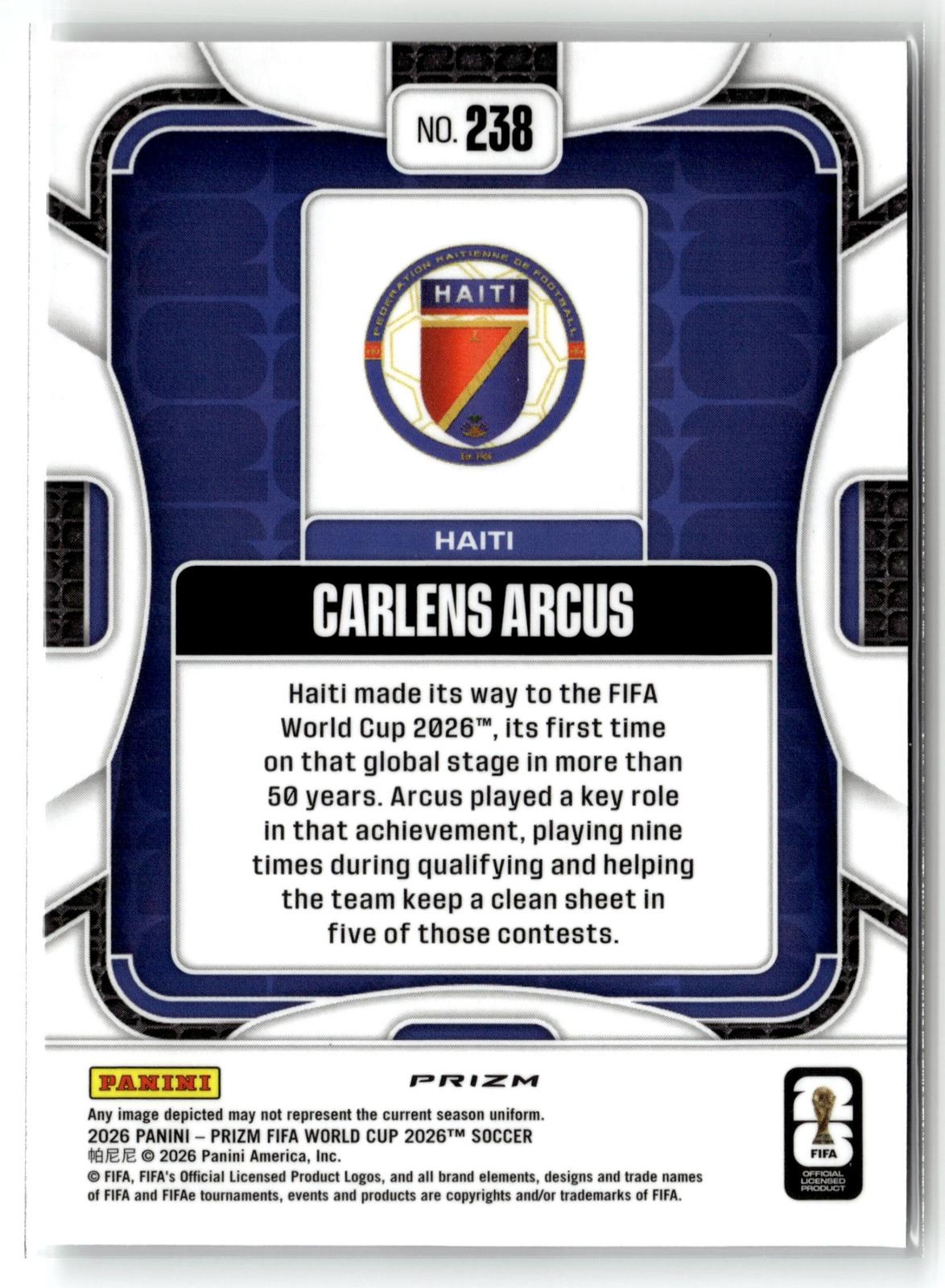 2026 Panini Prizm FIFA World Cup #238 Carlens Arcus Silver Prizm