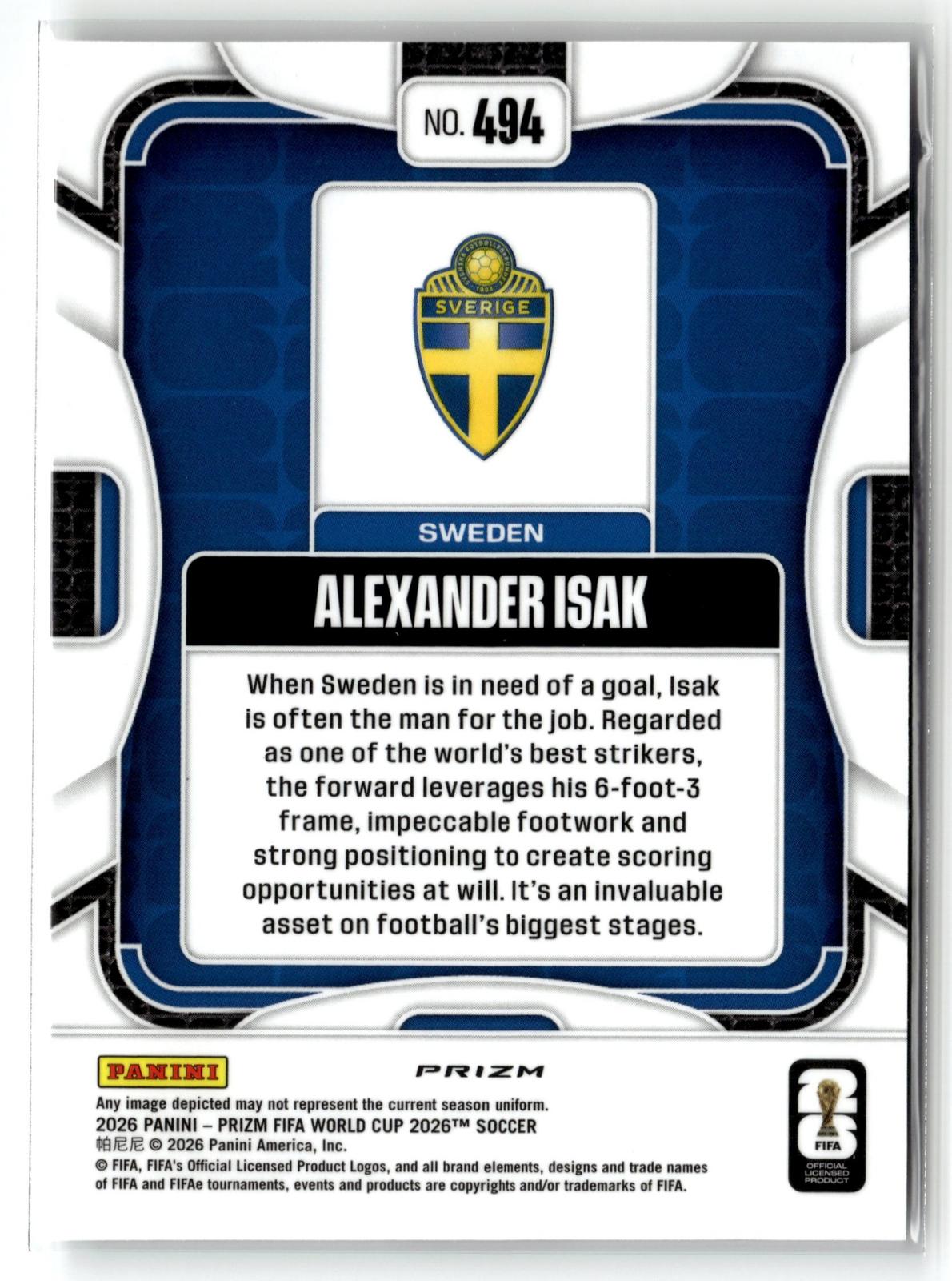 2026 Panini Prizm FIFA World Cup #494 Alexander Isak Disco Prizm