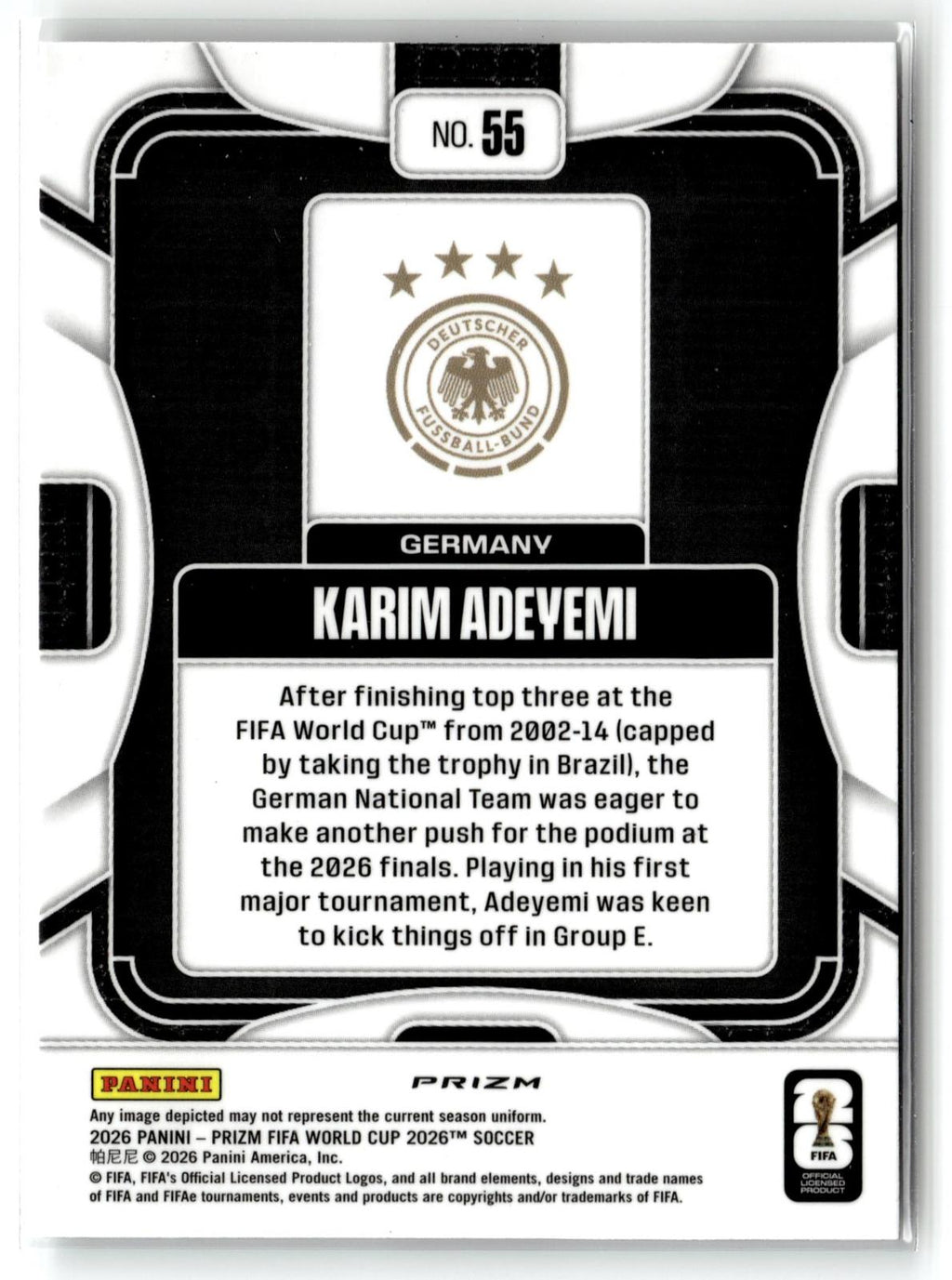 2026 Panini Prizm FIFA World Cup #55 Karim Adeyemi Silver Prizm
