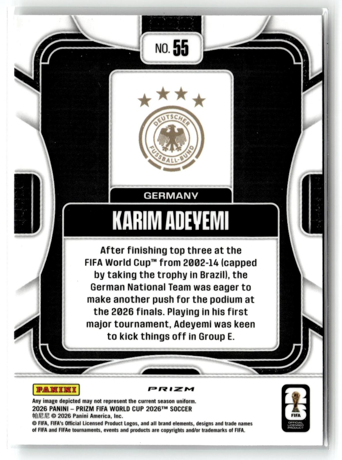 2026 Panini Prizm FIFA World Cup #55 Karim Adeyemi Silver Prizm