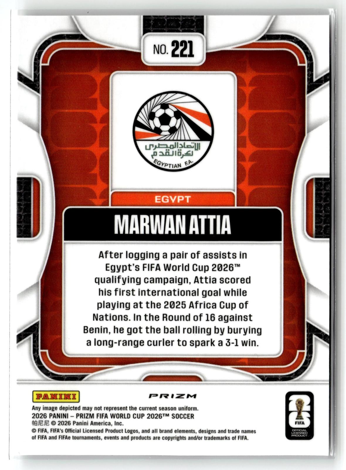 2026 Panini Prizm FIFA World Cup #221 Marwan Attia Disco Prizm