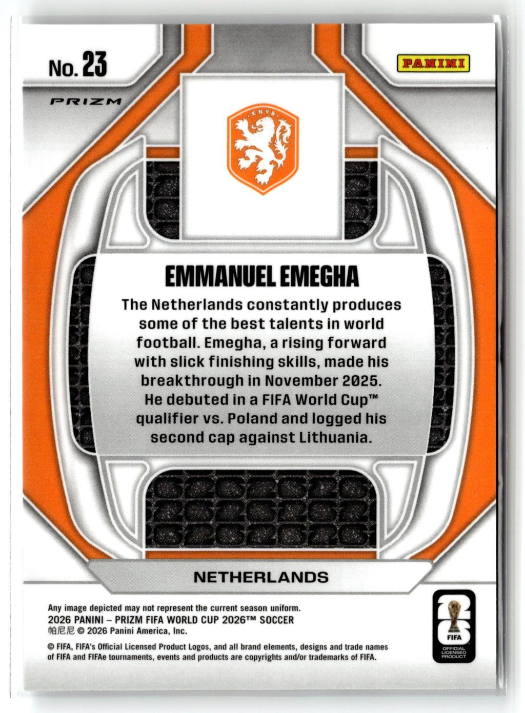 2026 Panini Prizm FIFA World Cup #23 Emmanuel Emegha New Era Silver Prizm