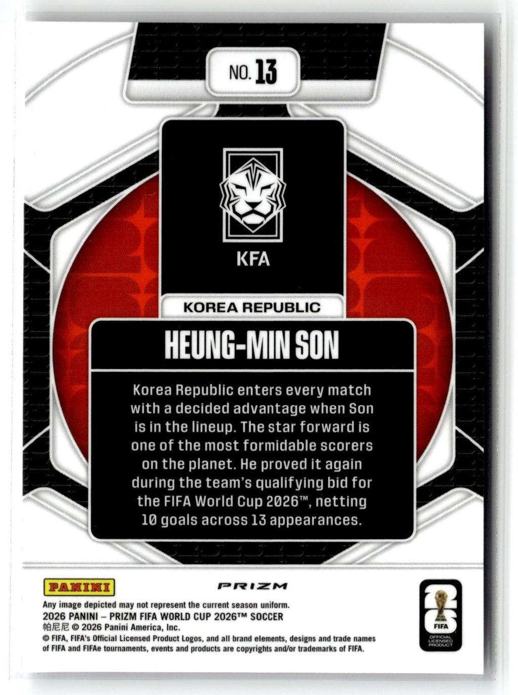 2026 Panini Prizm FIFA World Cup #13 Heung-Min Son Trophy Hunting Silver Prizm