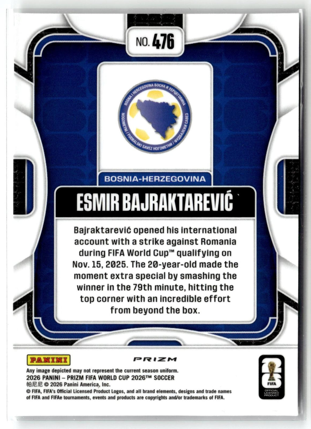 2026 Panini Prizm FIFA World Cup #476 Esmir Bajraktarevic Wave Prizm
