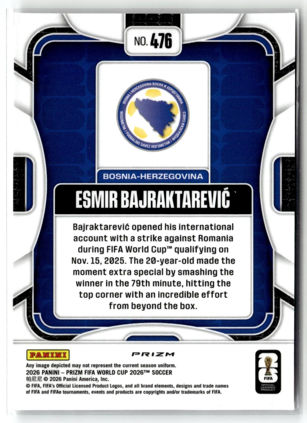 2026 Panini Prizm FIFA World Cup #476 Esmir Bajraktarevic Wave Prizm