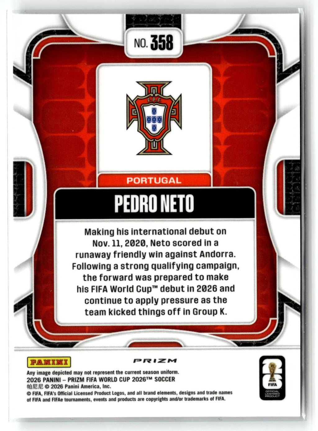 2026 Panini Prizm FIFA World Cup #358 Pedro Neto Wave Prizm