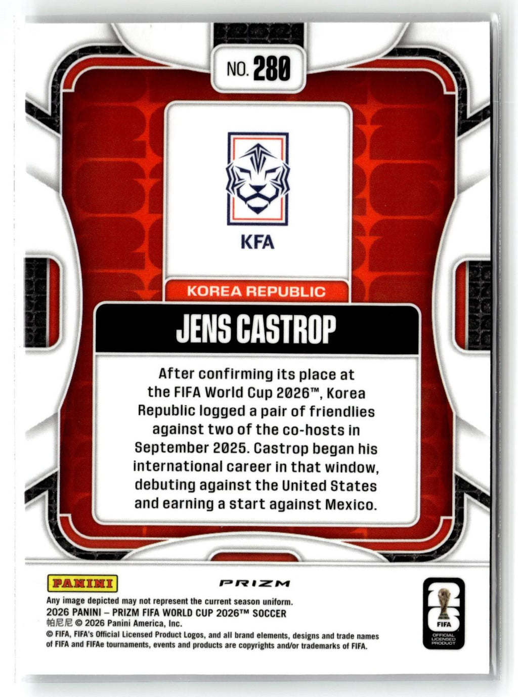 2026 Panini Prizm FIFA World Cup #280 Jens Castrop Wave Prizm