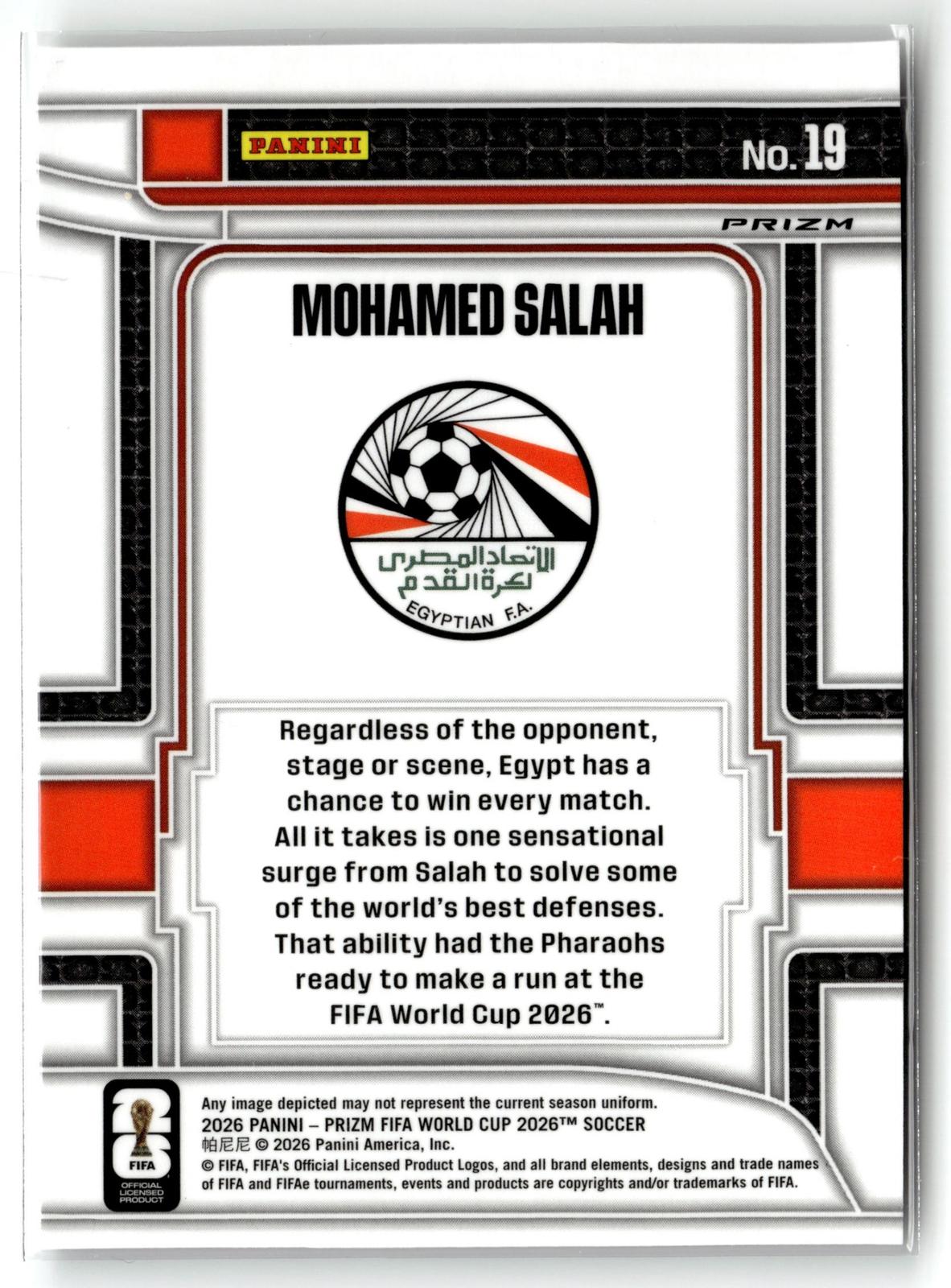 2026 Panini Prizm FIFA World Cup #19 Mohamed Salah Scorers Club Wave Prizm