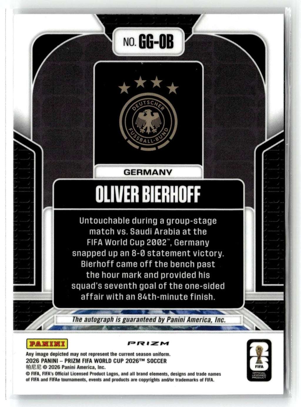 2026 Panini Prizm FIFA World Cup #GG-OB Oliver Bierhoff Global Graphs Wave Prizm