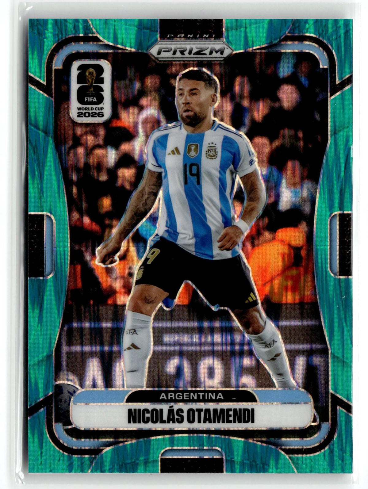2026 Panini Prizm FIFA World Cup #12 Nicolas Otamendi Teal Flash Prizm #/255