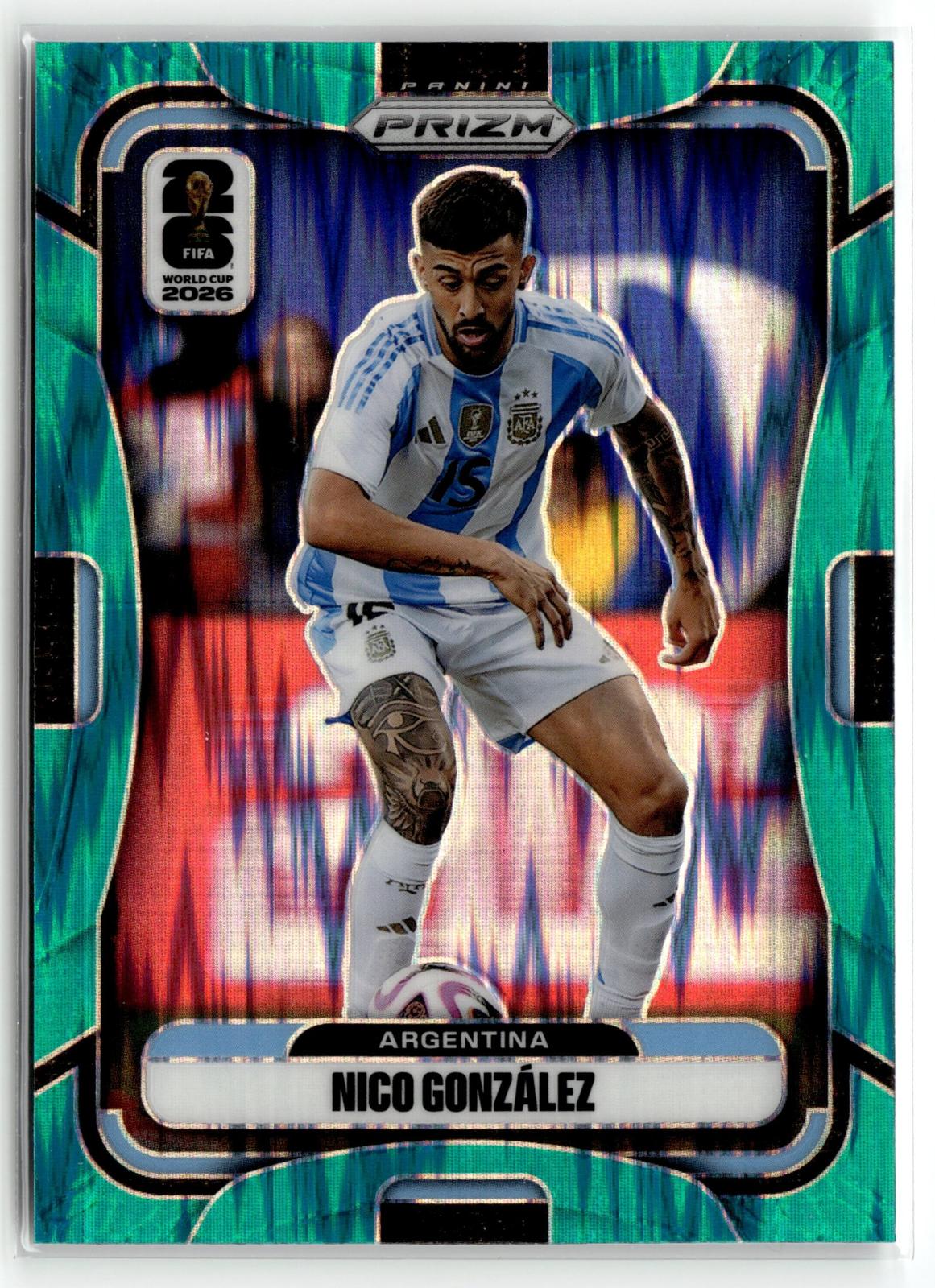 2026 Panini Prizm FIFA World Cup #16 Nico Gonzalez Teal Flash Prizm #/255