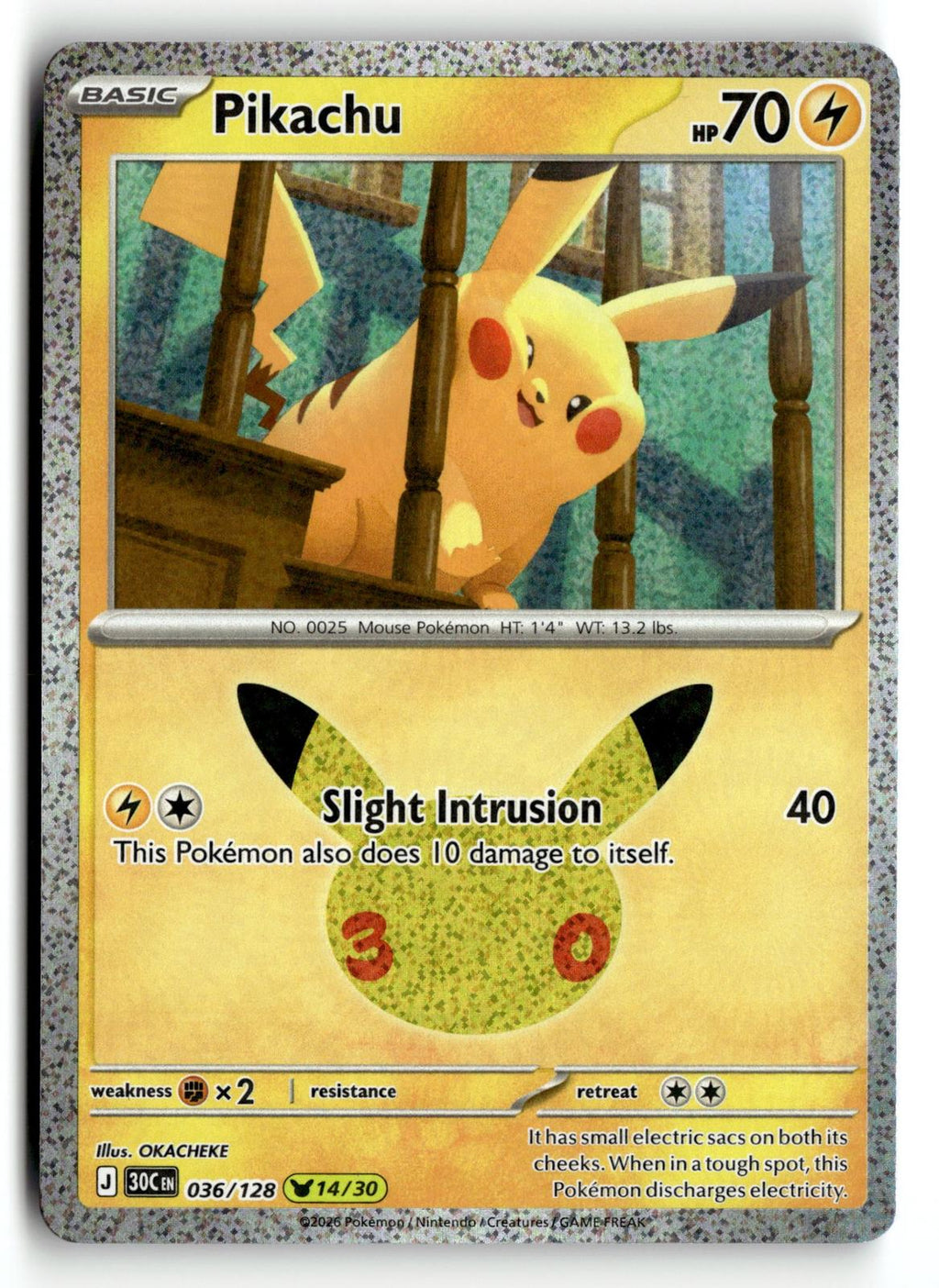 Pokemon tcg ME: 30th Celebration #036/128 Pikachu