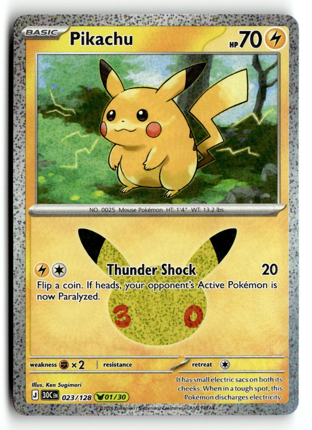 Pokemon tcg ME: 30th Celebration #023/128 Pikachu