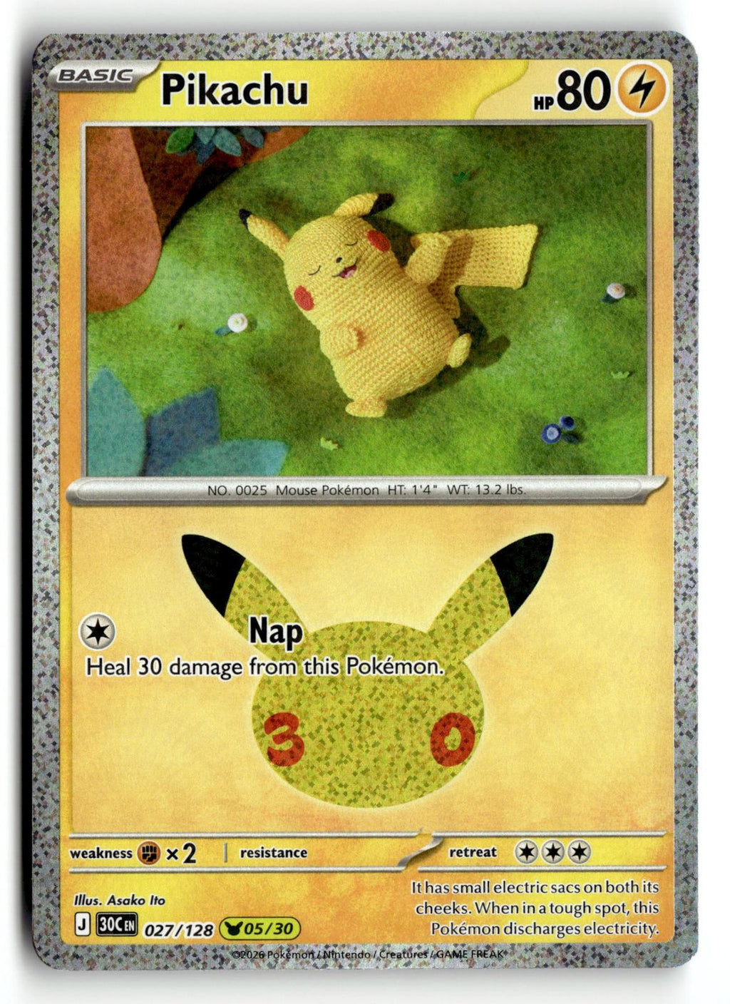 Pokemon tcg ME: 30th Celebration #027/128 Pikachu