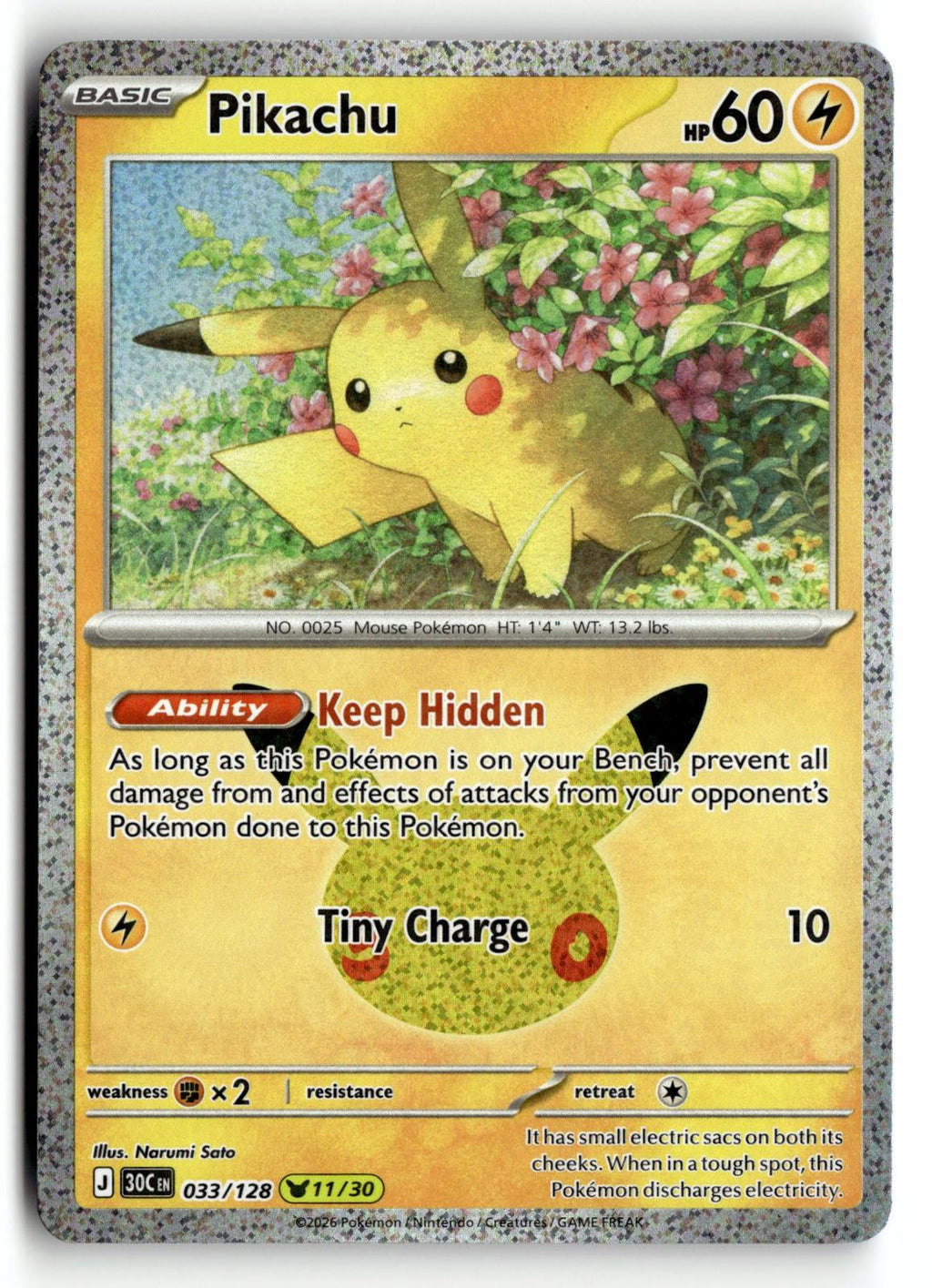 Pokemon tcg ME: 30th Celebration #033/128 Pikachu