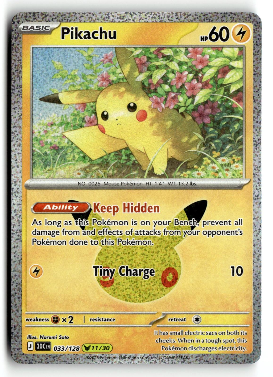 Pokemon tcg ME: 30th Celebration #033/128 Pikachu
